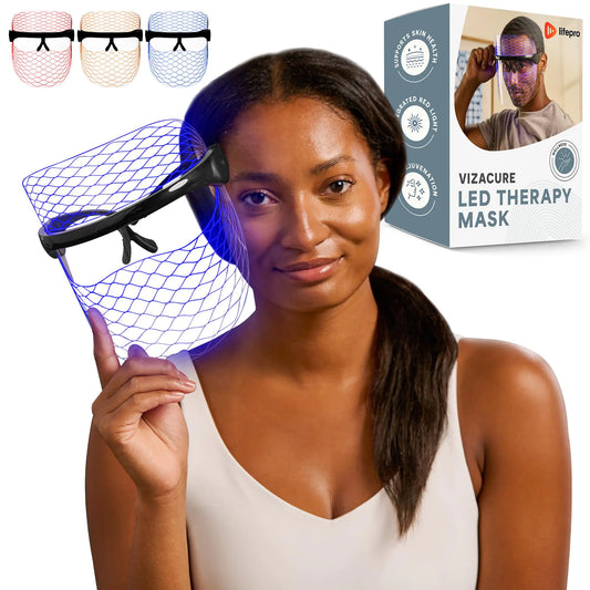 LifePro VizaCure LED Face Mask Light Therapy - Black Led Facial Mask for LED Light Face Therapy